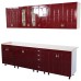 Bucatarie Zebra 260 cm din MDF Rosu Tulip cu blat termoizolant Alb / Bej